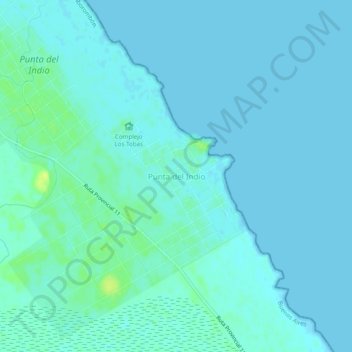 Topografisk kort Punta del Indio, højde, terræn