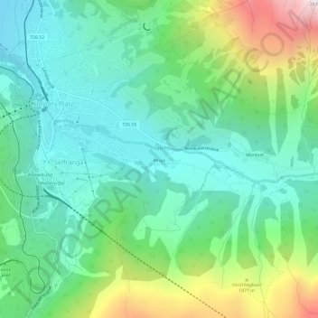 Topografisk kort Aeuja, højde, terræn