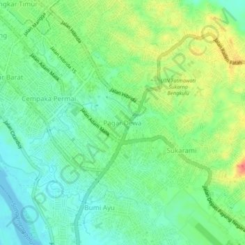 Topografisk kort Pagar Dewa, højde, terræn