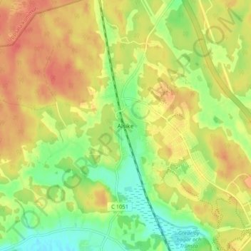 Topografisk kort Alsike, højde, terræn
