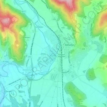 Topografisk kort Treibach, højde, terræn
