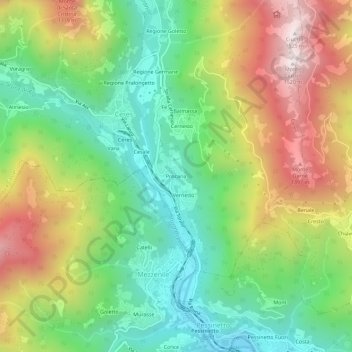 Topografisk kort Procaria, højde, terræn