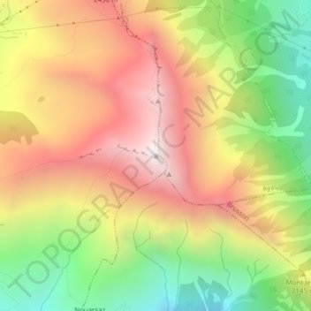 Topografisk kort Monte Zerbion, højde, terræn