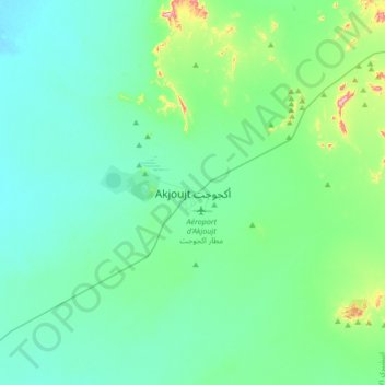 Topografisk kort Akjoujt, højde, terræn