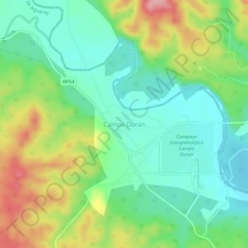 Topografisk kort Campo Durán, højde, terræn