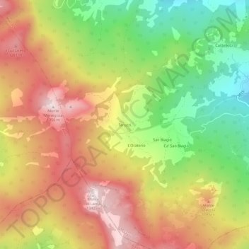 Topografisk kort Teruzzi, højde, terræn