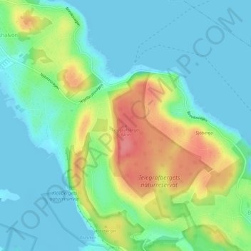 Topografisk kort Telegrafberget, højde, terræn