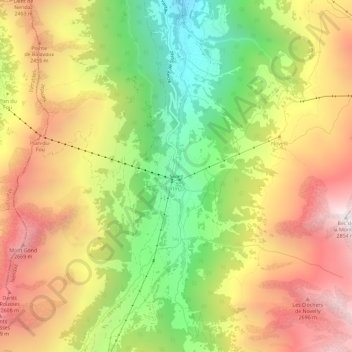 Topografisk kort Siviez, højde, terræn