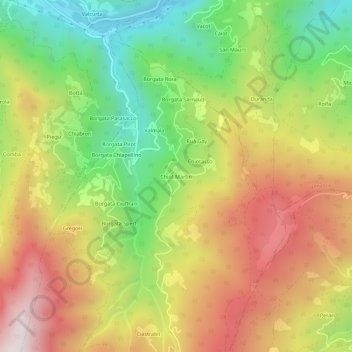 Topografisk kort Chiot Martin, højde, terræn
