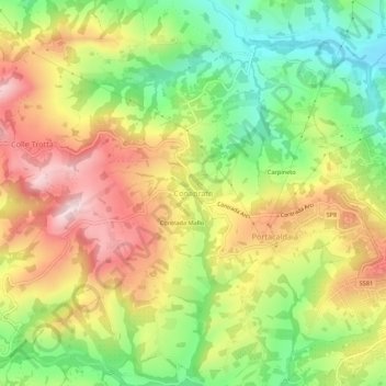 Topografisk kort Conaprato, højde, terræn