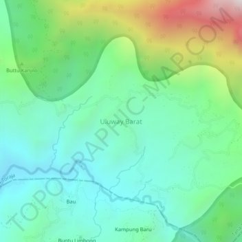 Topografisk kort Uluway Barat, højde, terræn