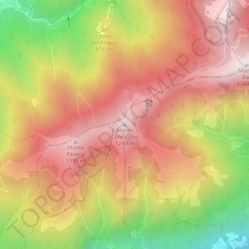 Topografisk kort Monte Cornizzolo, højde, terræn