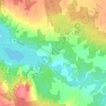 Topografisk kort Flötningen, højde, terræn