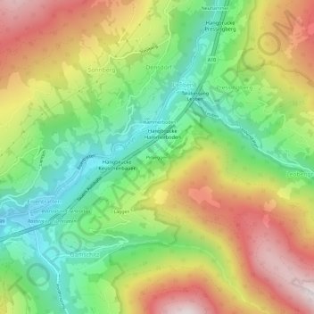 Topografisk kort Pirkeggen, højde, terræn