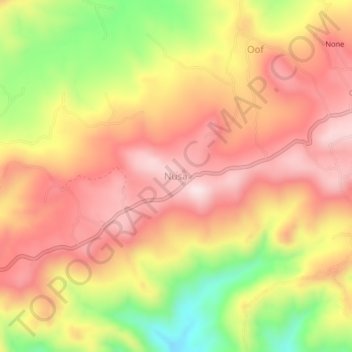 Topografisk kort Nusa, højde, terræn