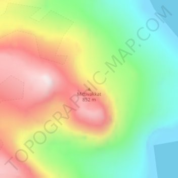 Topografisk kort Mittivakkat, højde, terræn