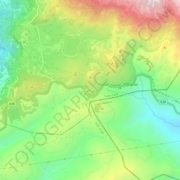 Topografisk kort Dahr El Baidar, højde, terræn