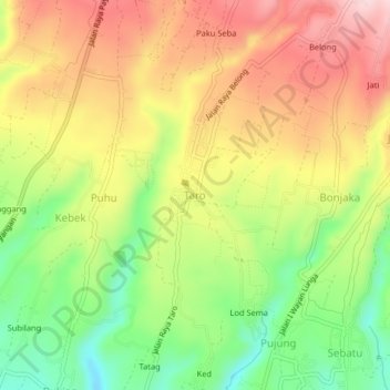 Topografisk kort Taro, højde, terræn