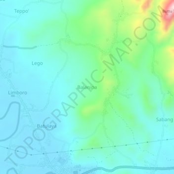 Topografisk kort Balanipa, højde, terræn