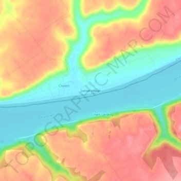 Topografisk kort Sunset Village, højde, terræn