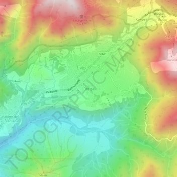 Topografisk kort Dorga, højde, terræn