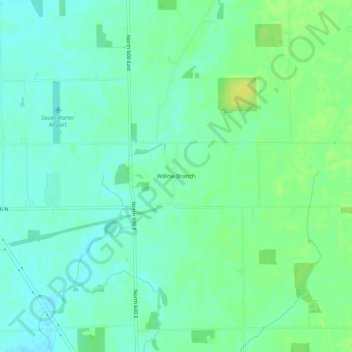 Topografisk kort Willow Branch, højde, terræn