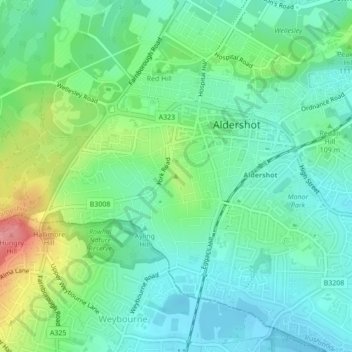 Topografisk kort Cargate Hill, højde, terræn