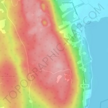 Topografisk kort Vångaberget, højde, terræn