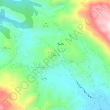 Topografisk kort Thronos, højde, terræn