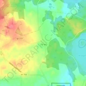 Topografisk kort Killeröd, højde, terræn