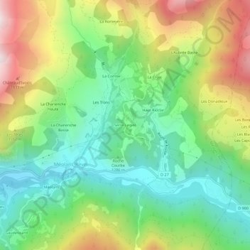 Topografisk kort Serre Legier, højde, terræn