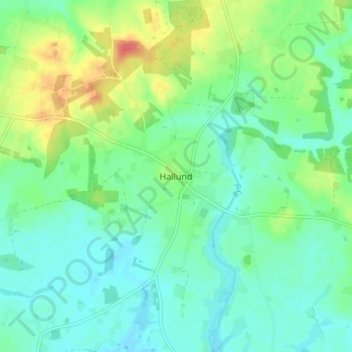 Topografisk kort Hallund, højde, terræn