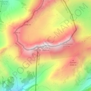 Topografisk kort Schafberg, højde, terræn
