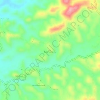 Topografisk kort Buttu Tuamboka, højde, terræn