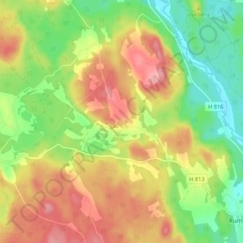 Topografisk kort Gibberyd, højde, terræn