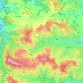 Topografisk kort Gähwil, højde, terræn