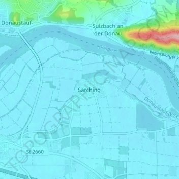 Topografisk kort Sarching, højde, terræn