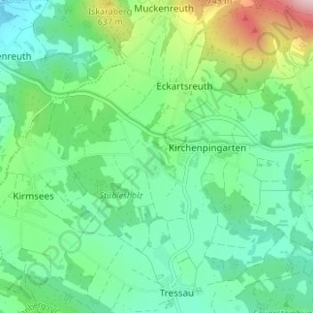 Topografisk kort Reislas, højde, terræn