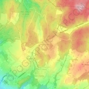 Topografisk kort Chalet-à-Gobet, højde, terræn