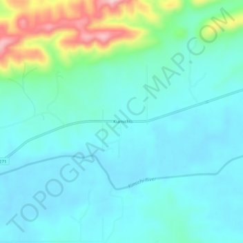 Topografisk kort Kiamichi, højde, terræn