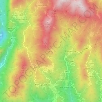 Topografisk kort Castagneia, højde, terræn