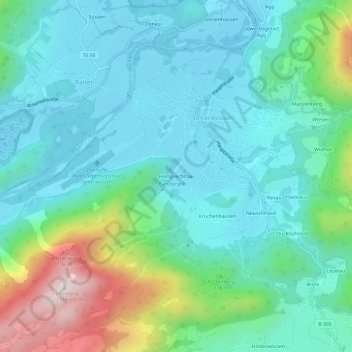 Topografisk kort Hamprechtsau, højde, terræn