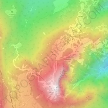 Topografisk kort Vason, højde, terræn