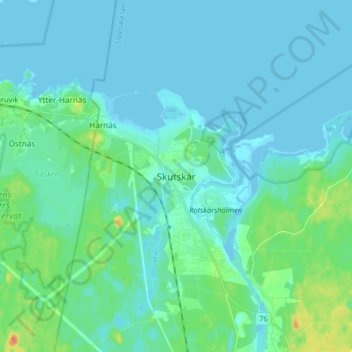 Topografisk kort Skutskär, højde, terræn