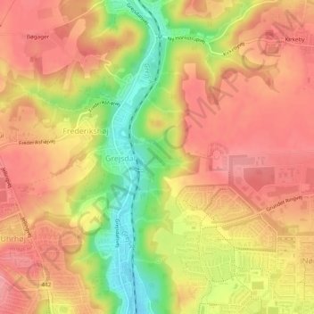 Topografisk kort Høje Knøs, højde, terræn