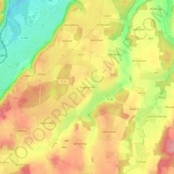 Topografisk kort Engertsham, højde, terræn