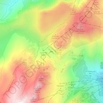 Topografisk kort Olle, højde, terræn