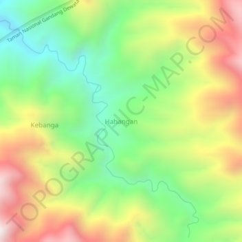 Topografisk kort Hahangan, højde, terræn