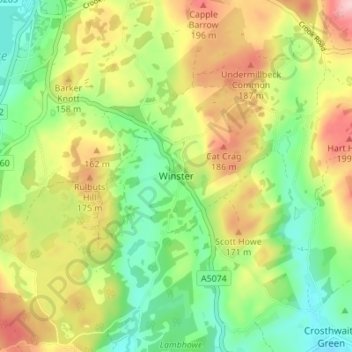 Topografisk kort Winster, højde, terræn