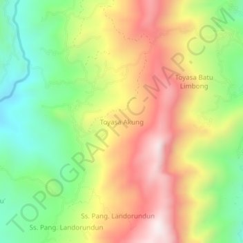 Topografisk kort Toyasa Akung, højde, terræn